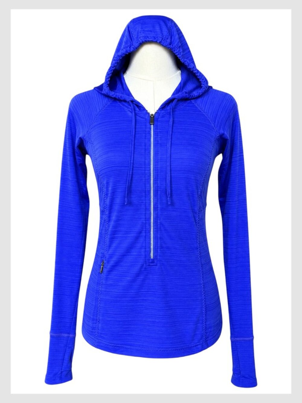 Athleta Pacifica Illume Hoodie Royal Blue Thumbholes 1/2 Zip S - Picture 2 of 8